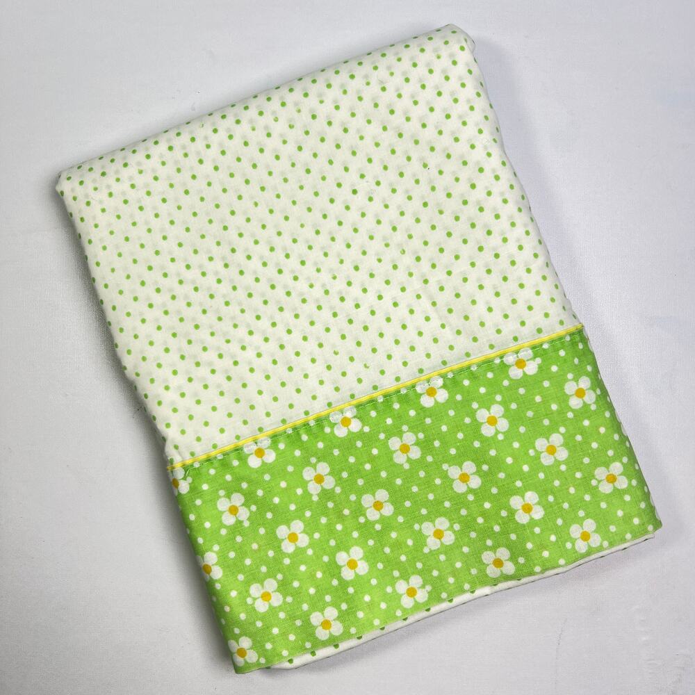 Vintage Fieldcrest Mod Polka Dot Floral Twin Flat Sheet Daisy No Iron Percale